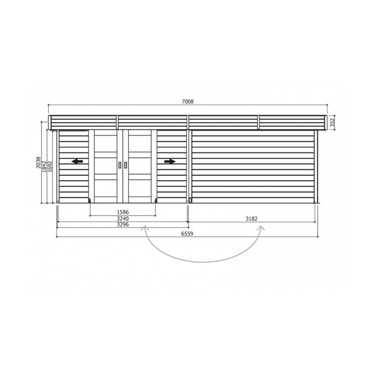 Abri de jardin arhus 28 mm autoclave 3296 + 3263 x 2416