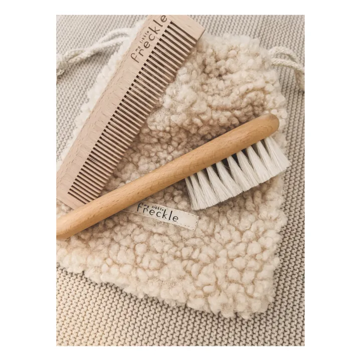 My Little Freckle Set Brosse à Cheveux + Peigne + Pochon Sherpa | Beige