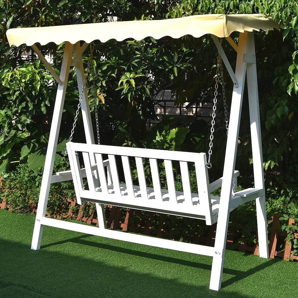 Melko Hollywoodschaukel Holz Schaukel Gartenschaukel 188 x 161 x 88 cm Hängeliege Schaukelsitz