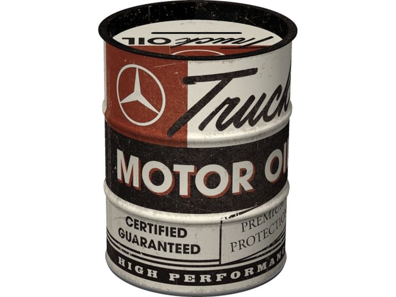 Nostalgic Art Spardose Ölfass Daimler Truck Schriftzug Sparkasse in Ölfass-Form