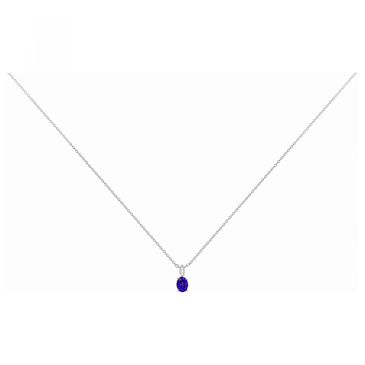 Collier mono-motif en Argent avec spinelle bleu saphir