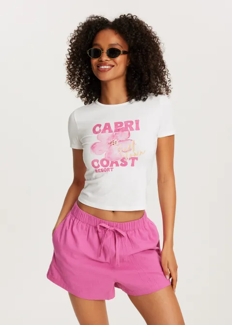 T-shirt met print capri coast wit (WIT)