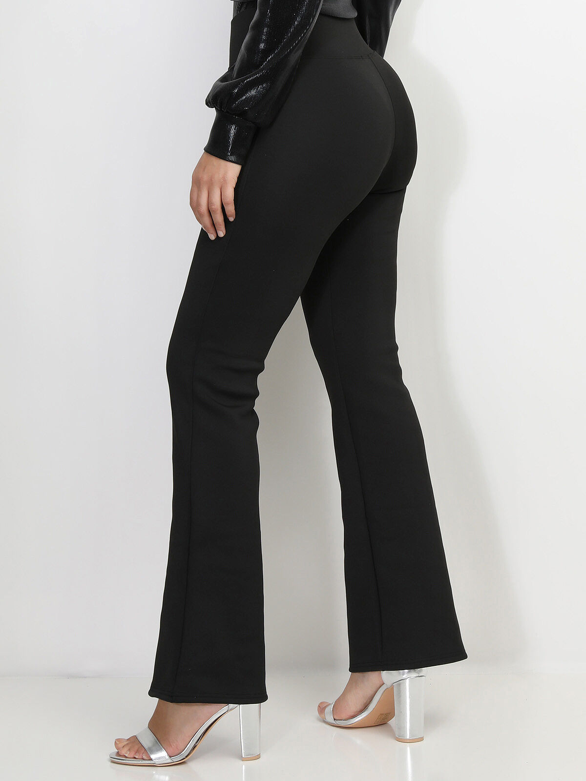 Pantalon flare taille haute- Noir