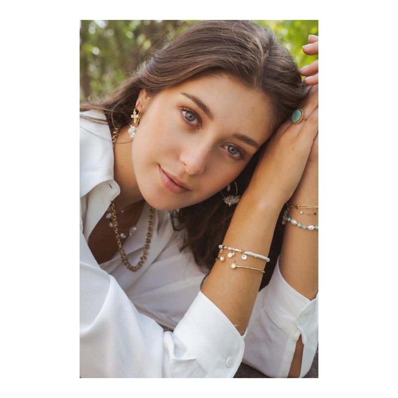 Collier en acier mailles anneaux dorées, chaînette réglable