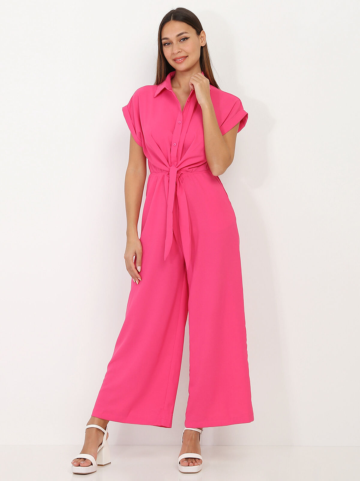 Combinaison fluide à nouer- Fuchsia