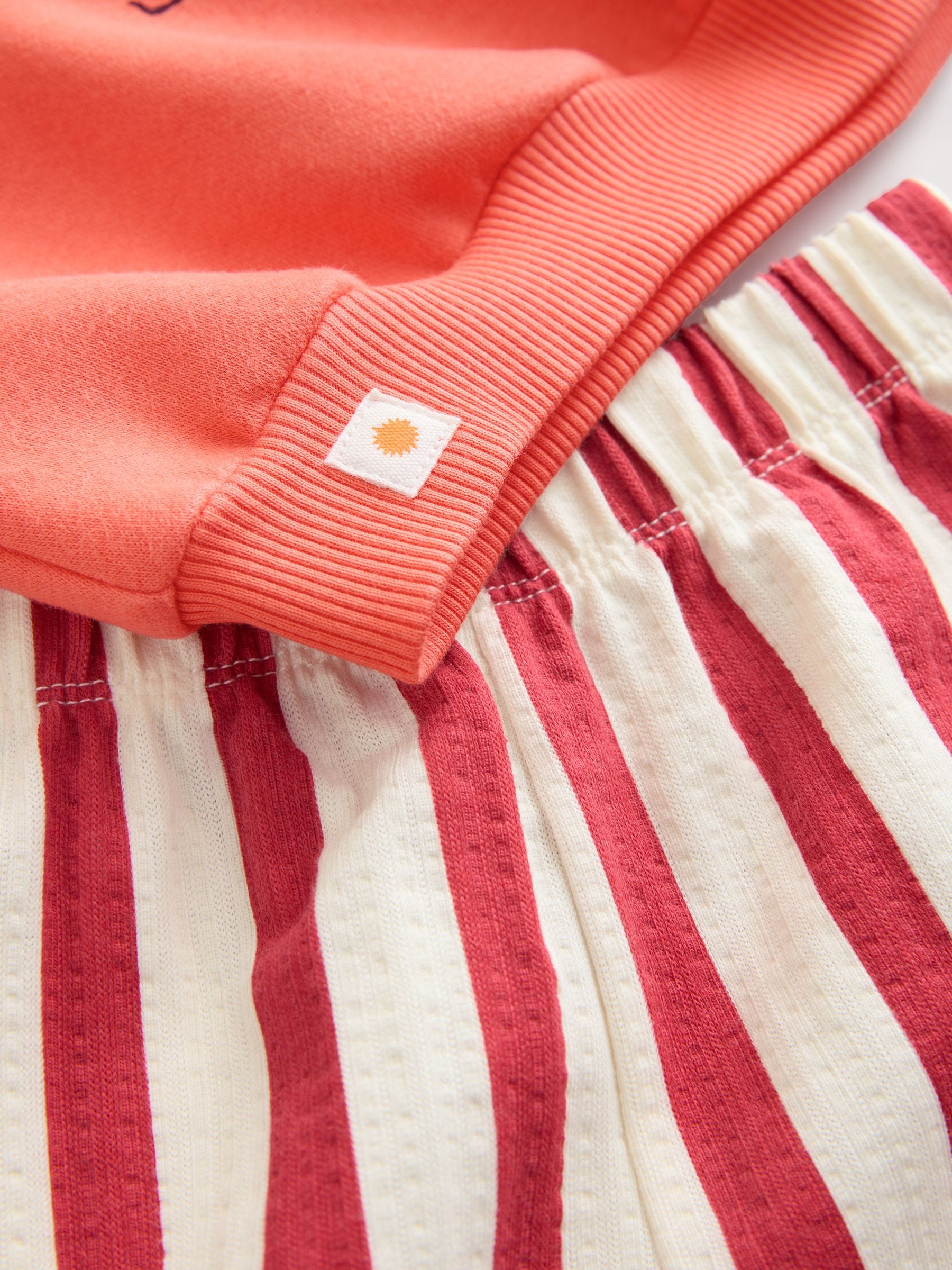 Oranje 'Squeeze the Day' - Set van sweatshirt en broek met wijde pijpen (3mnd -7jr)