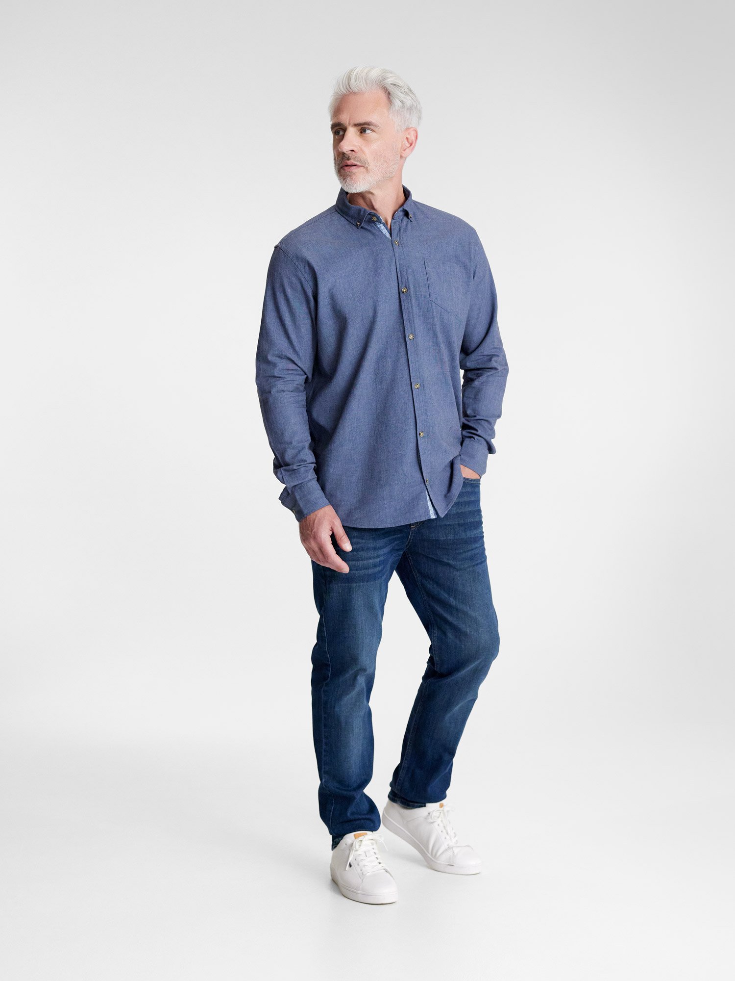 Chemise Homme Coupe Droite Coton Marine