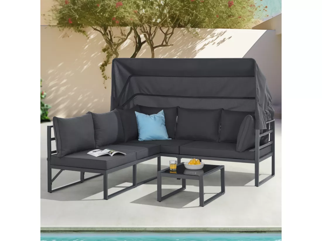 Ensemble de salon de jardin avec toit