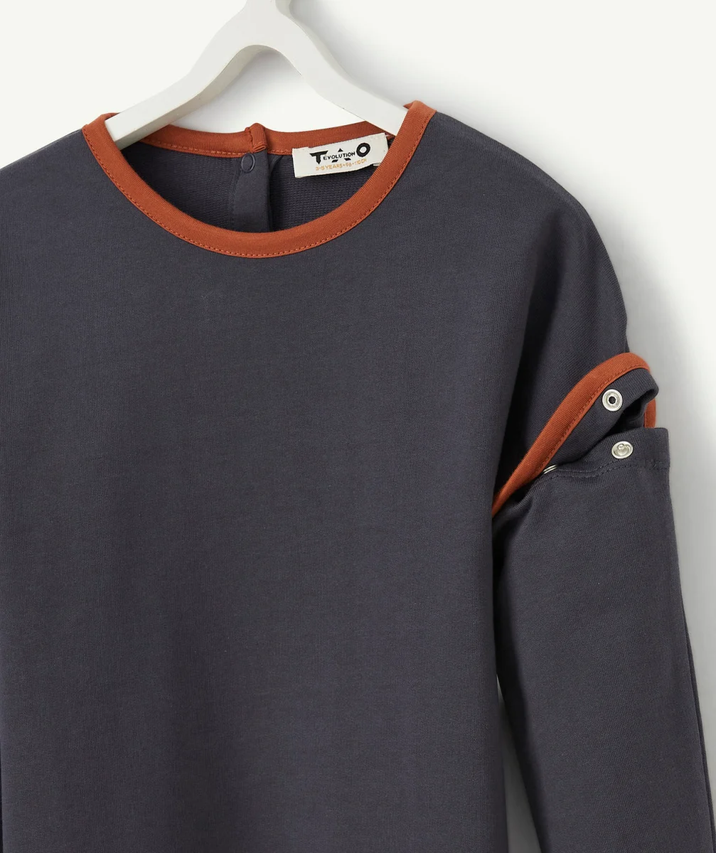 LE T-SHIRT ÉVOLUTIF 2 EN 1 BLEU MARINE ET TERRACOTTA EN COTON PIMA