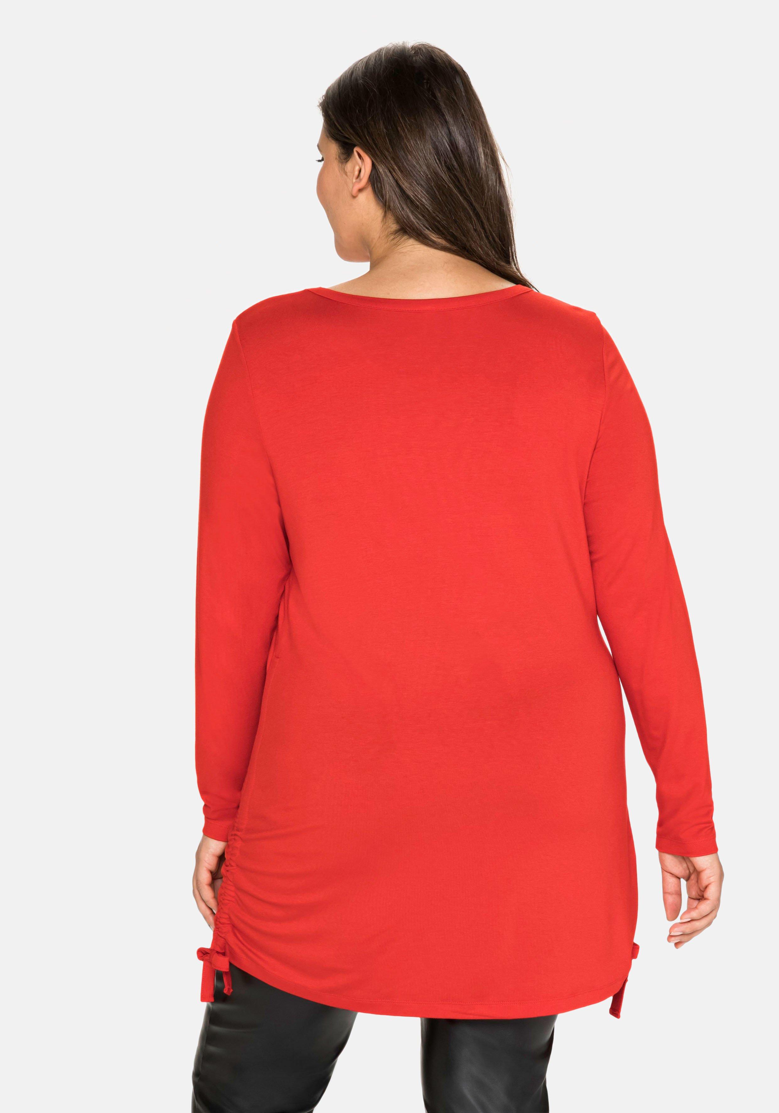 Longshirt mit Raffungen am Saum, aus Jersey