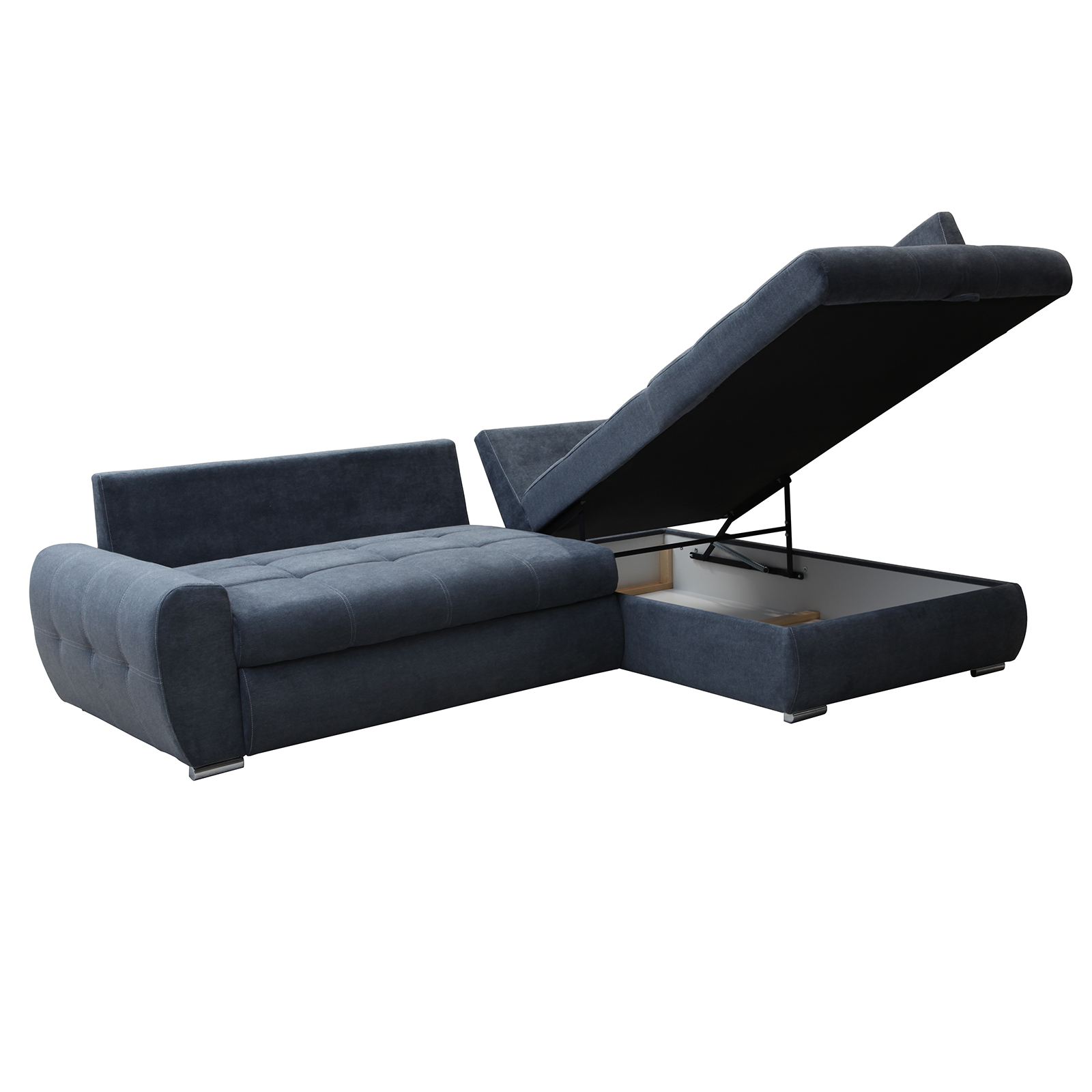 Ecksofa - steel - mit Liegefunktion und Staukasten - Recamiere rechts