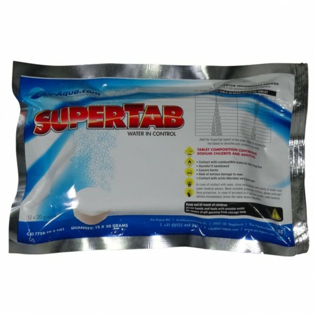 Supertab - dioxyde de chlore - 12 tabs x 20 grammes - 10%