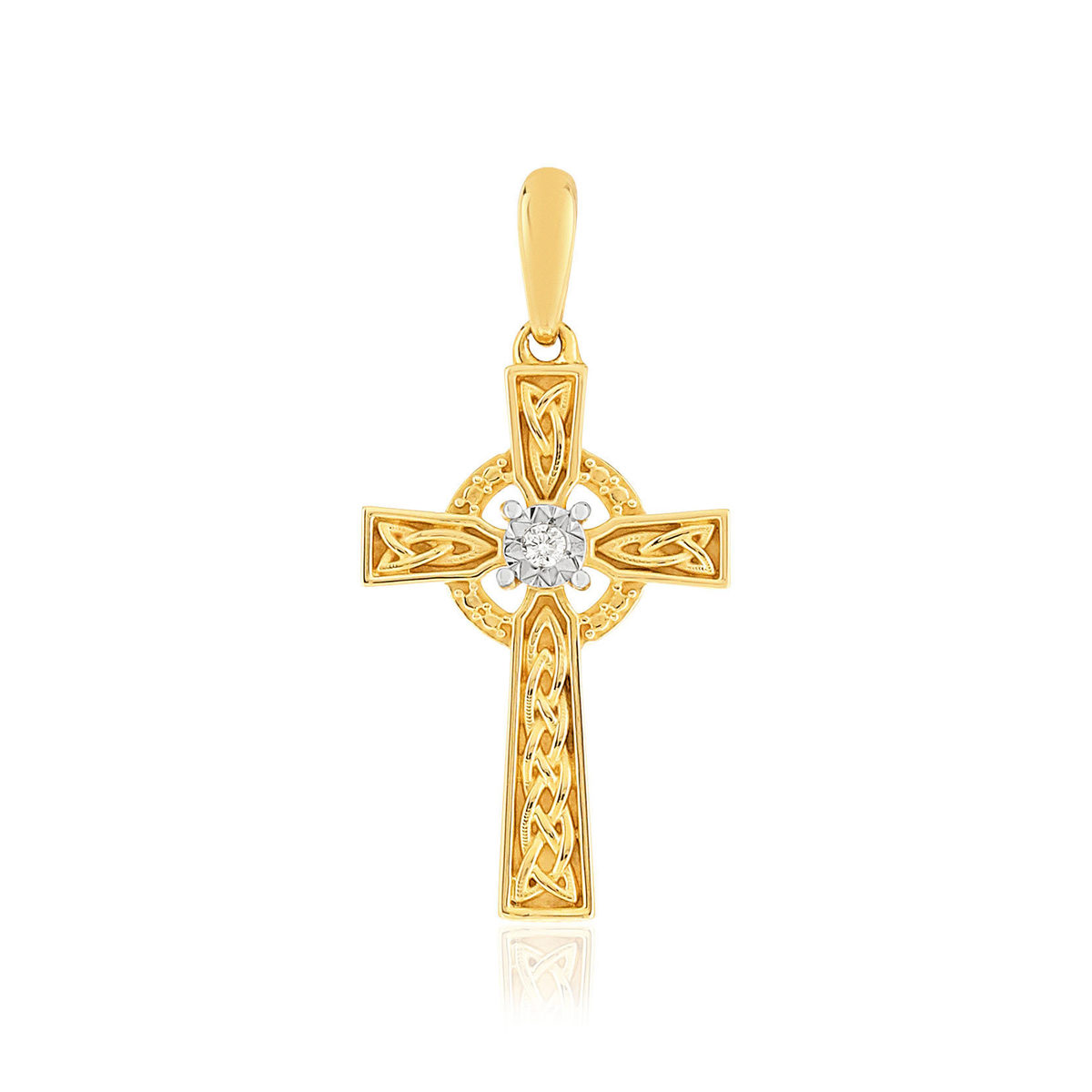Croix or jaune 375 diamant