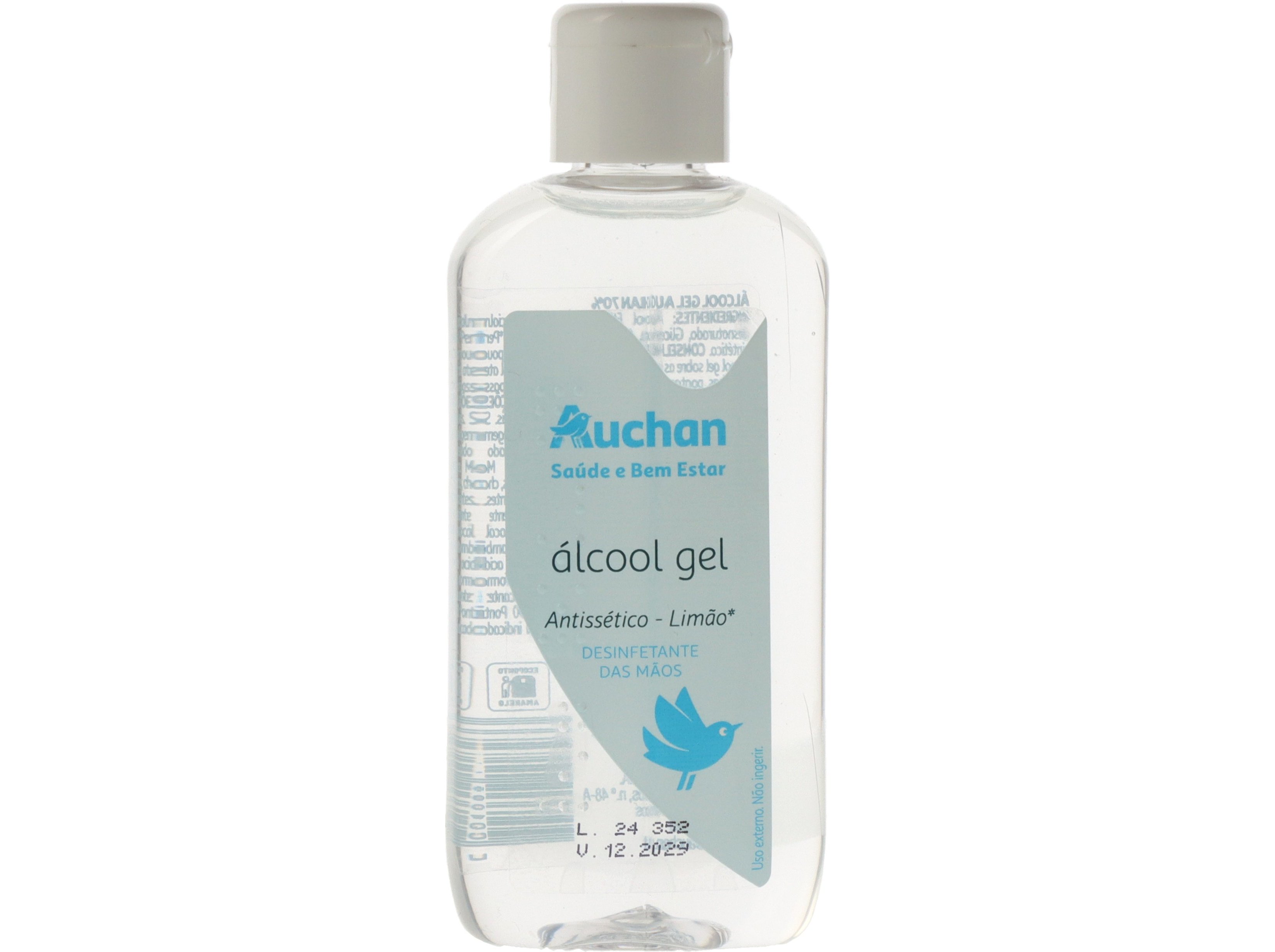 ÁLCOOL GEL AUCHAN SAÚDE E BEM ESTAR ANTISSÉTICO LIMÃO 100ML