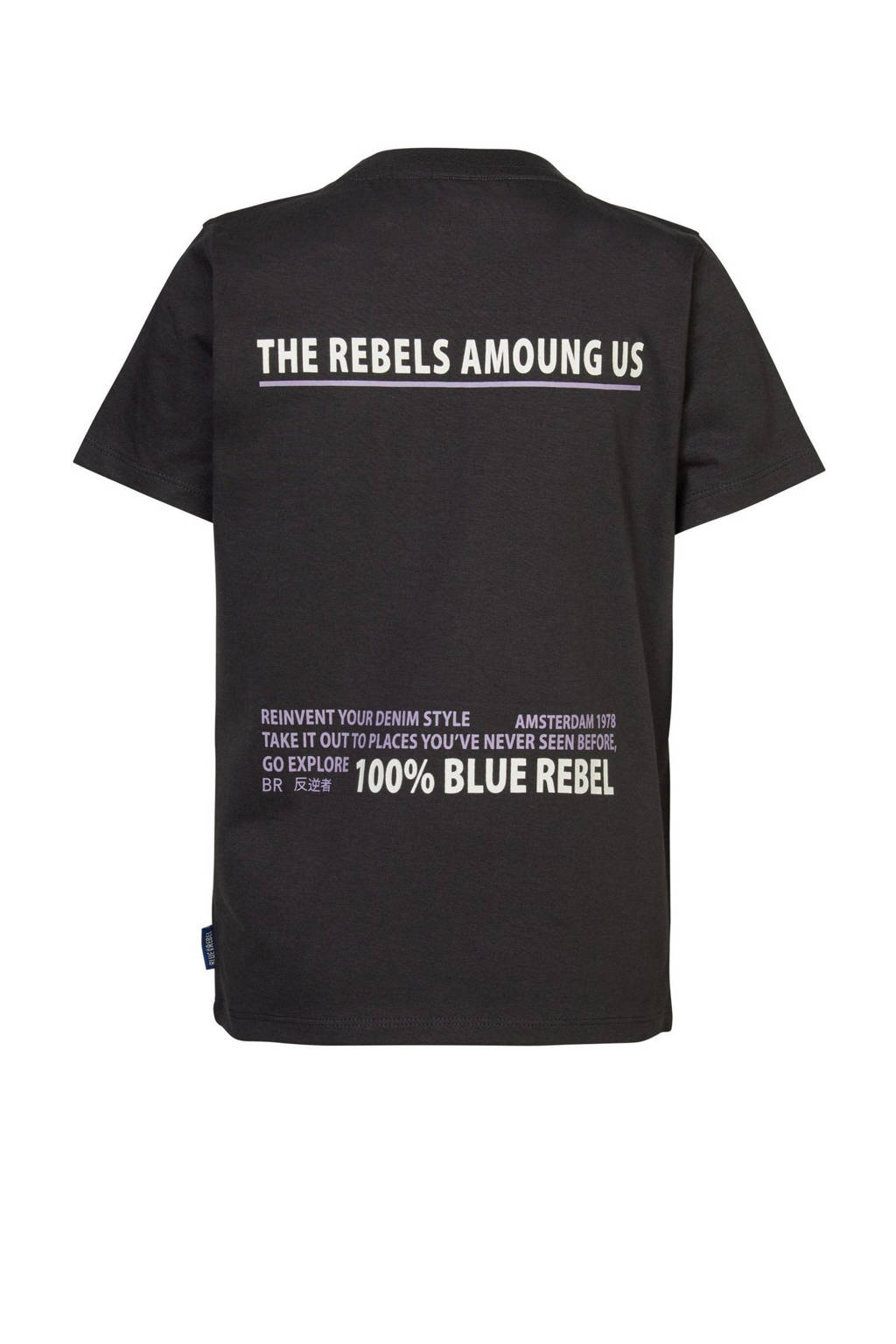 Blue Rebel T-shirt Jeremy met tekst zwart