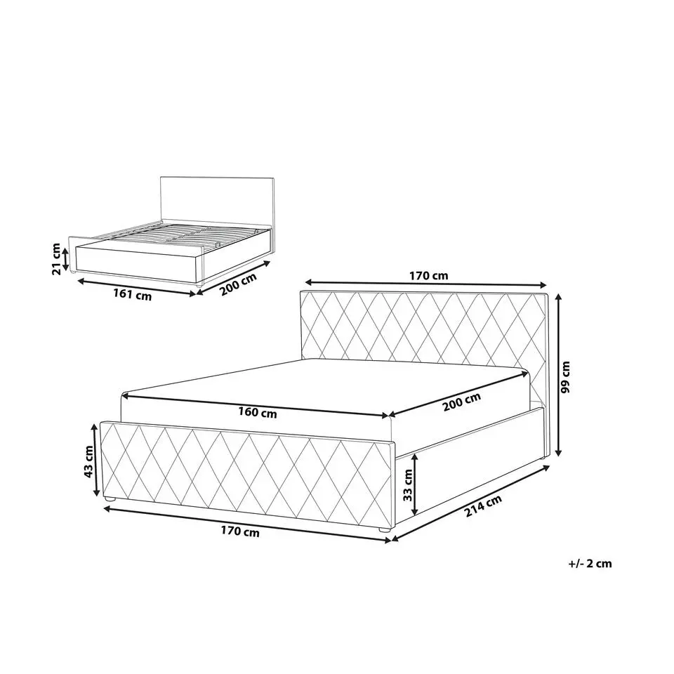 ROCHEFORT - Tweepersoonsbed - Roze - 160 x 200 cm - Fluweel