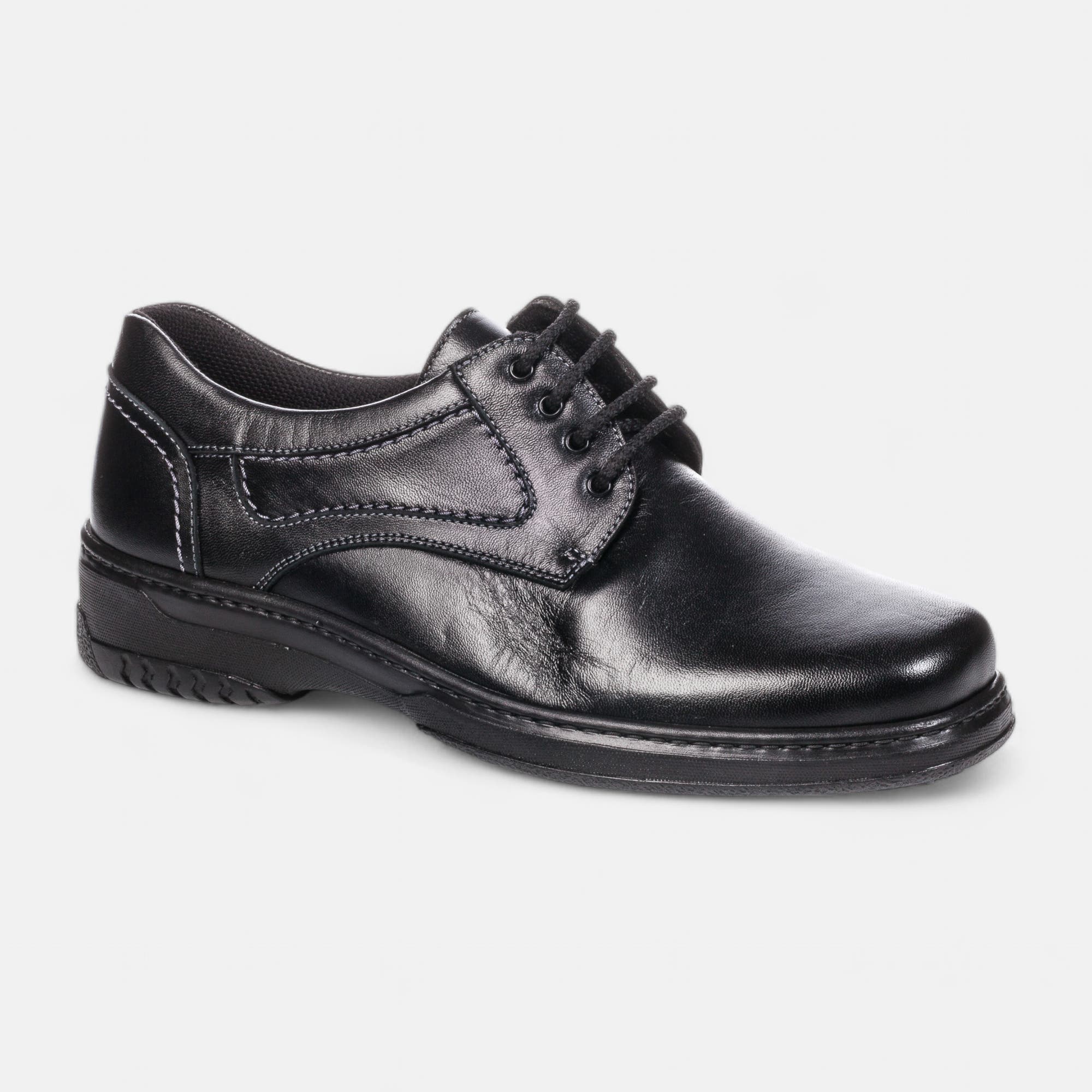 Chaussures pour personnes diabétiques Homme en cuir noir