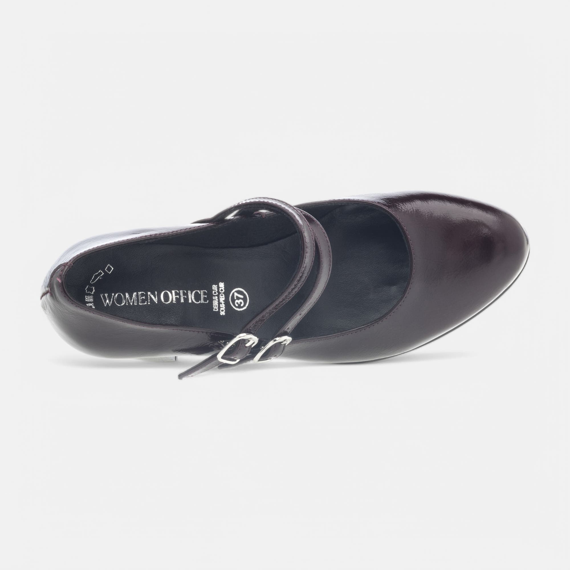 Babies à talon Femme en cuir bordeaux