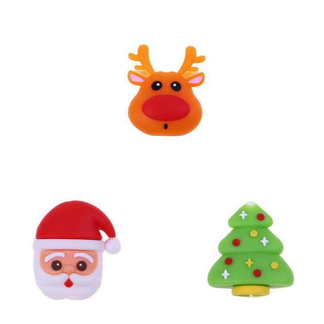 (3er Set) USB C / Lightning Kabel Bruchschutz / Halter / Kabelbeisser Weihnachtsmann / Weihnachtsbaum / Rentier
