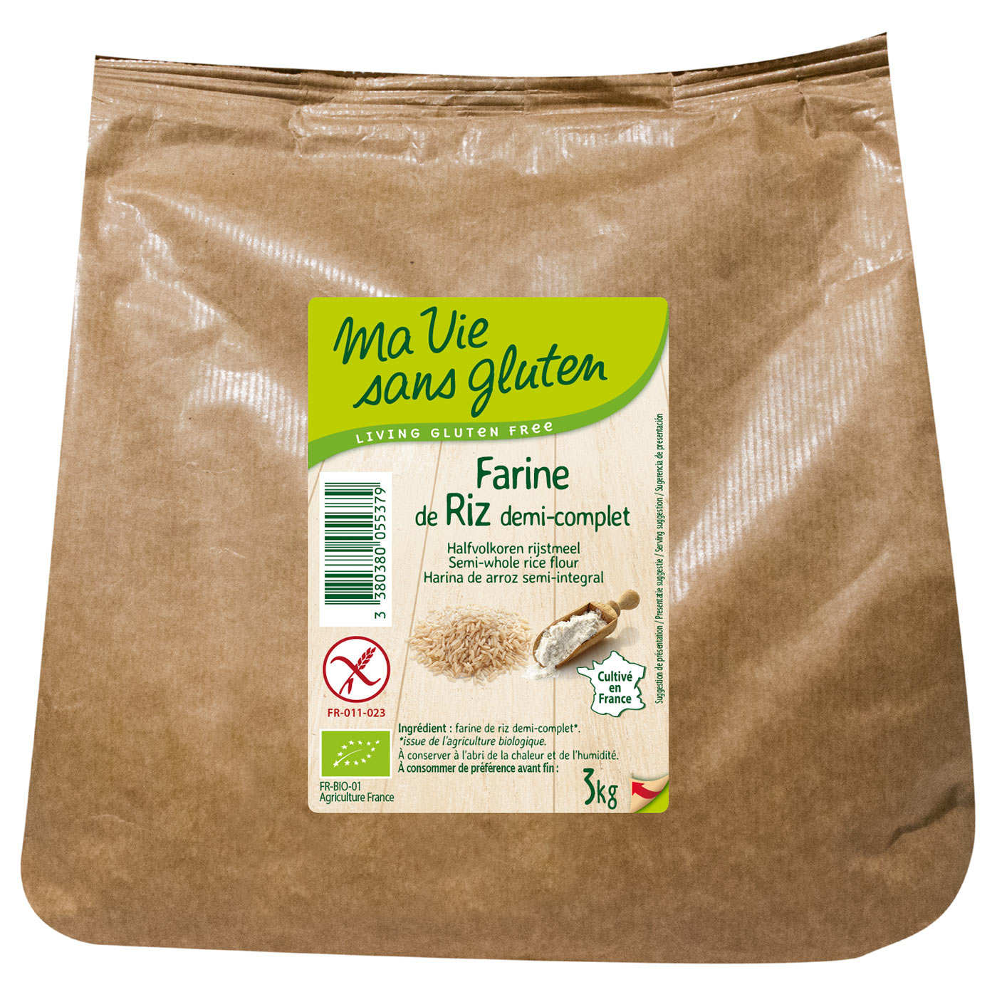 Farine de riz  demi-complète bio garantie sans gluten