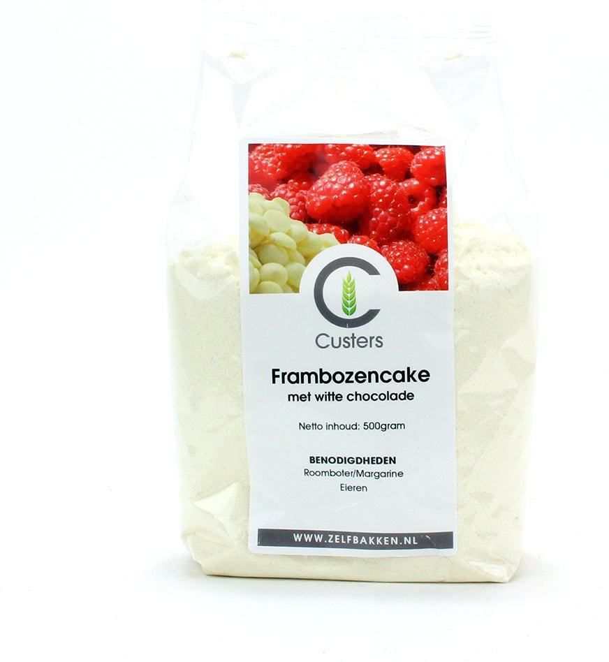 Custers bakmix frambozencake met witte chocolade 500 gr