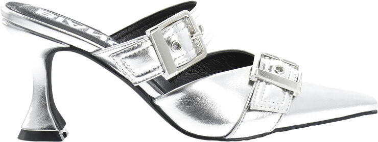 Bianco BIAGLAM Mule Double Buckle Metallic PU Silver
