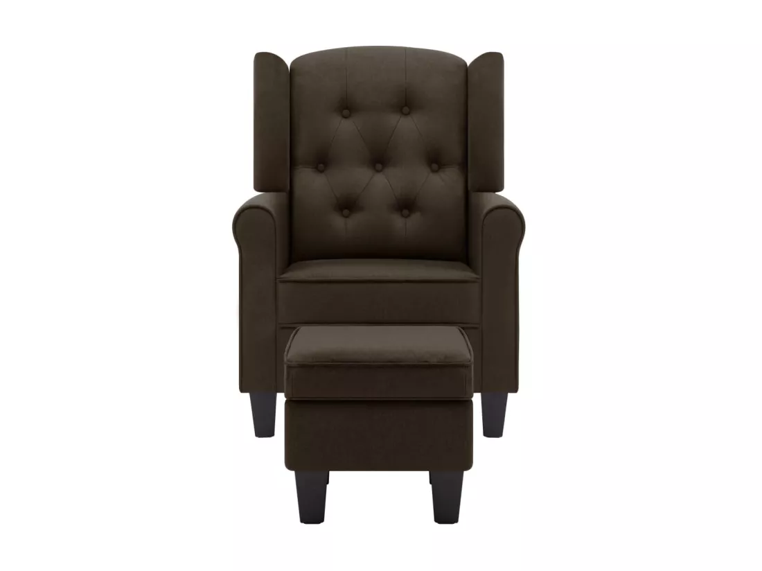 Fauteuil avec repose-pied Marron Tissu