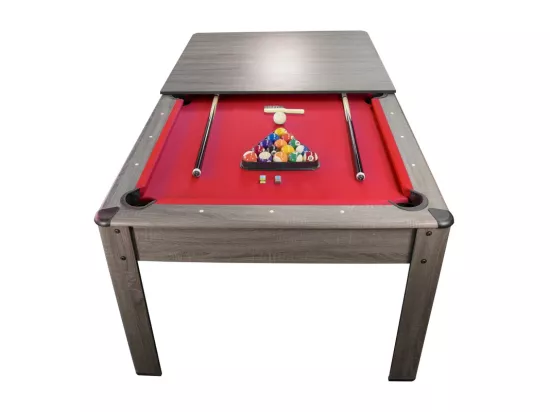 Billard Américain AMBIANCE 7Ft - 226,5 x 126,5 x 80 cm avec accessoires et plateau dînatoire - Gris