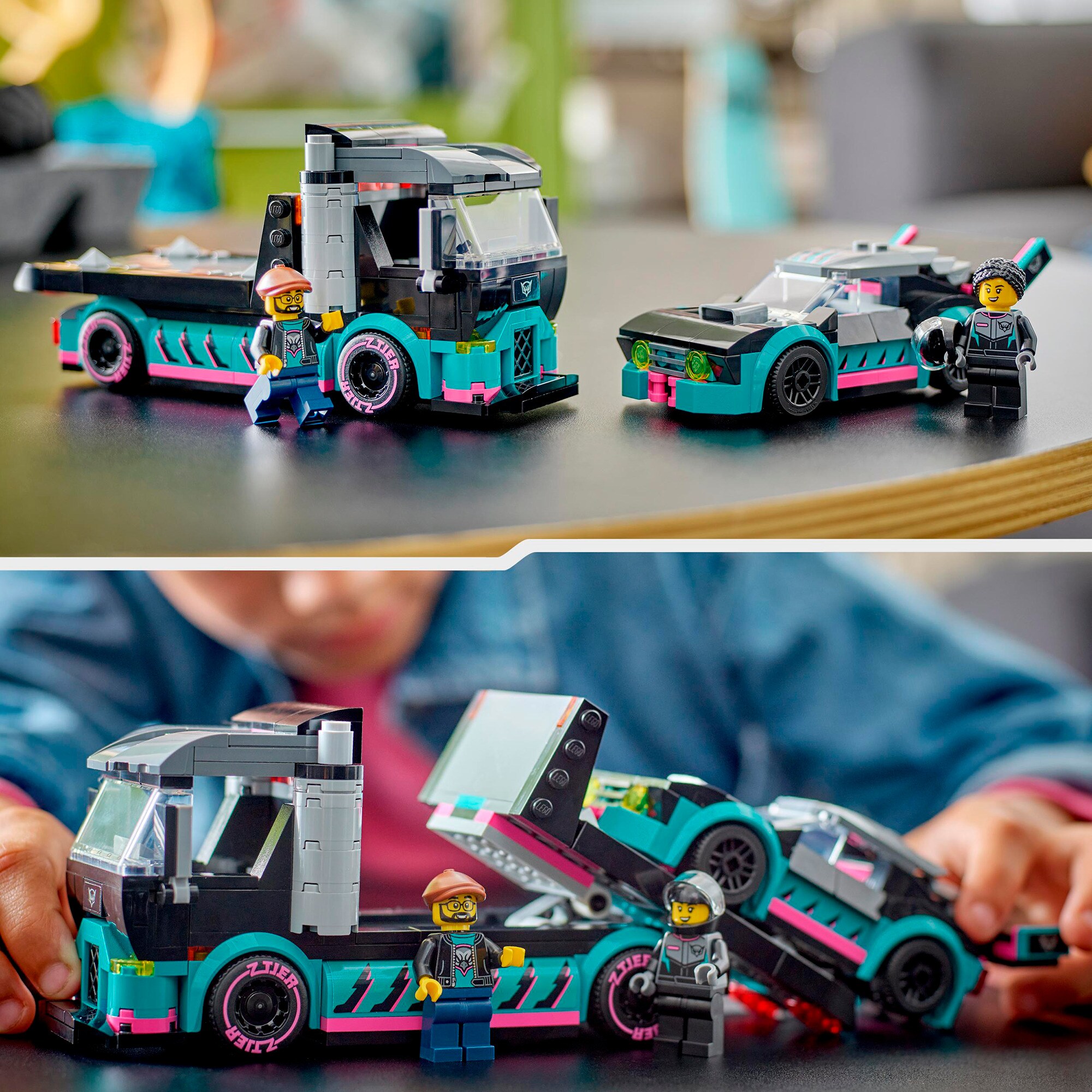 LEGO Konstruktionsspielzeug City Autotransporter mit Rennwagen