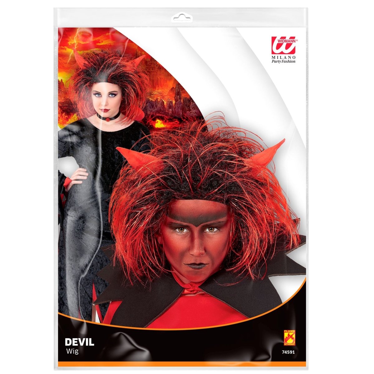 Halloween Pruik Rood Zwart Duivel