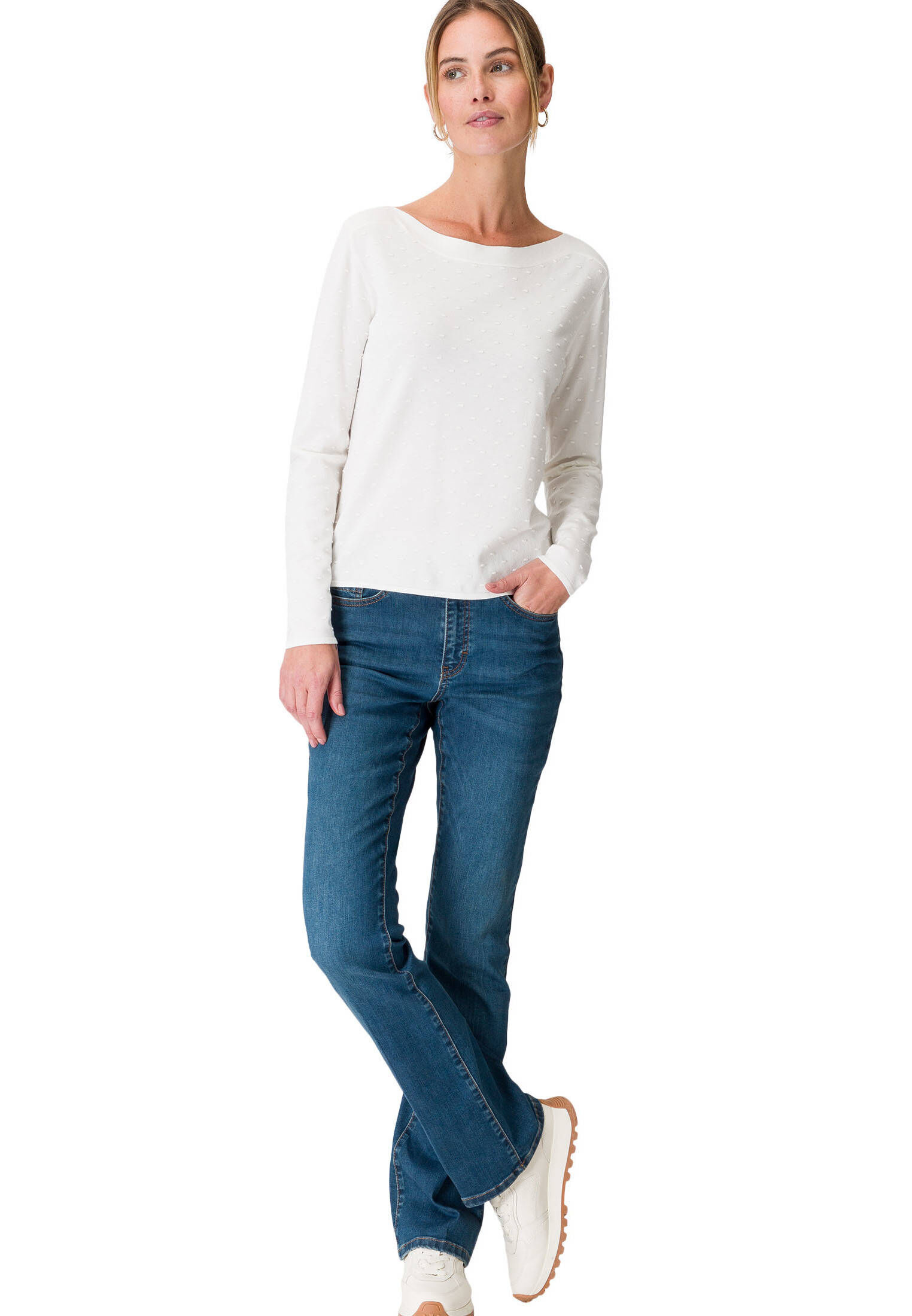 zero| Damen Pullover mit Punktstickerei