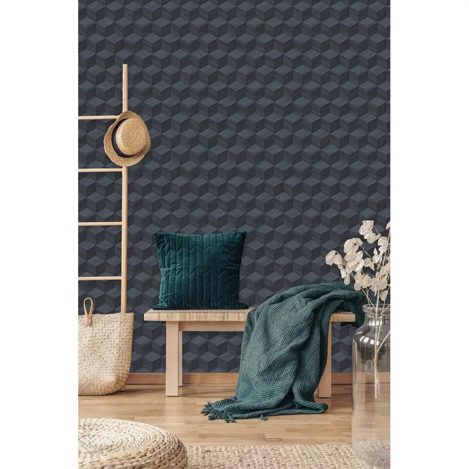 Dutch Wallcoverings Vliesbehang Renaissance natural cube - cobolt - 10m x 53cm