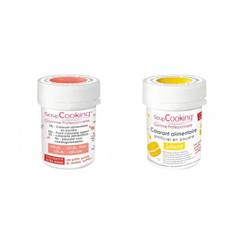 2 colorants alimentaires en poudre - corail-jaune Scrapcooking