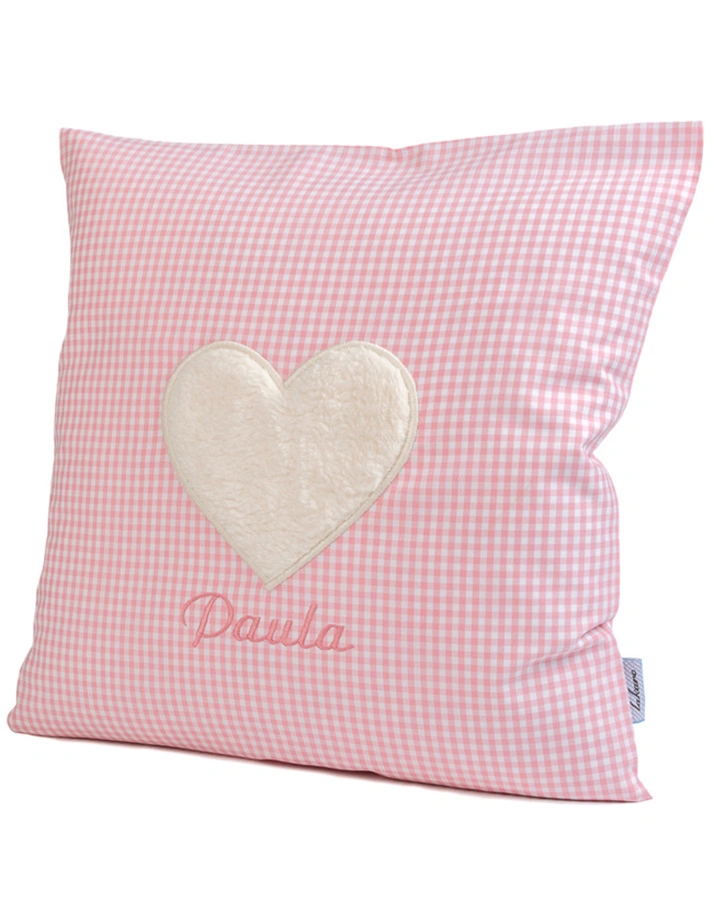 Personalisiertes Kissen HERZ rosa (Farbe: wollweiss)