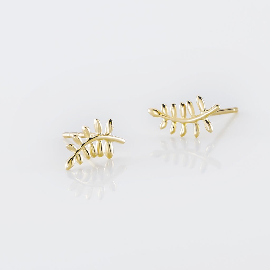 Boucles D'oreilles Puces Bartolomea Feuilles Or Jaune
