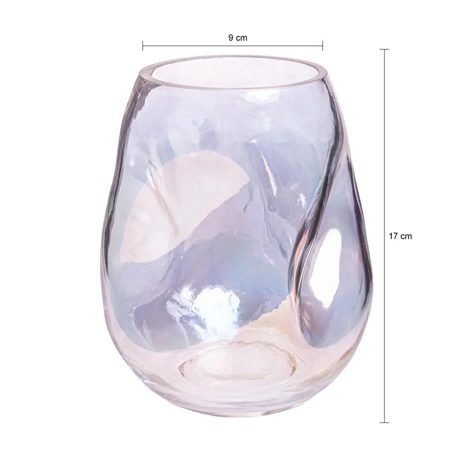 QUVIO Vaas ingedeukt - Maat S - Glas - Parelmoer