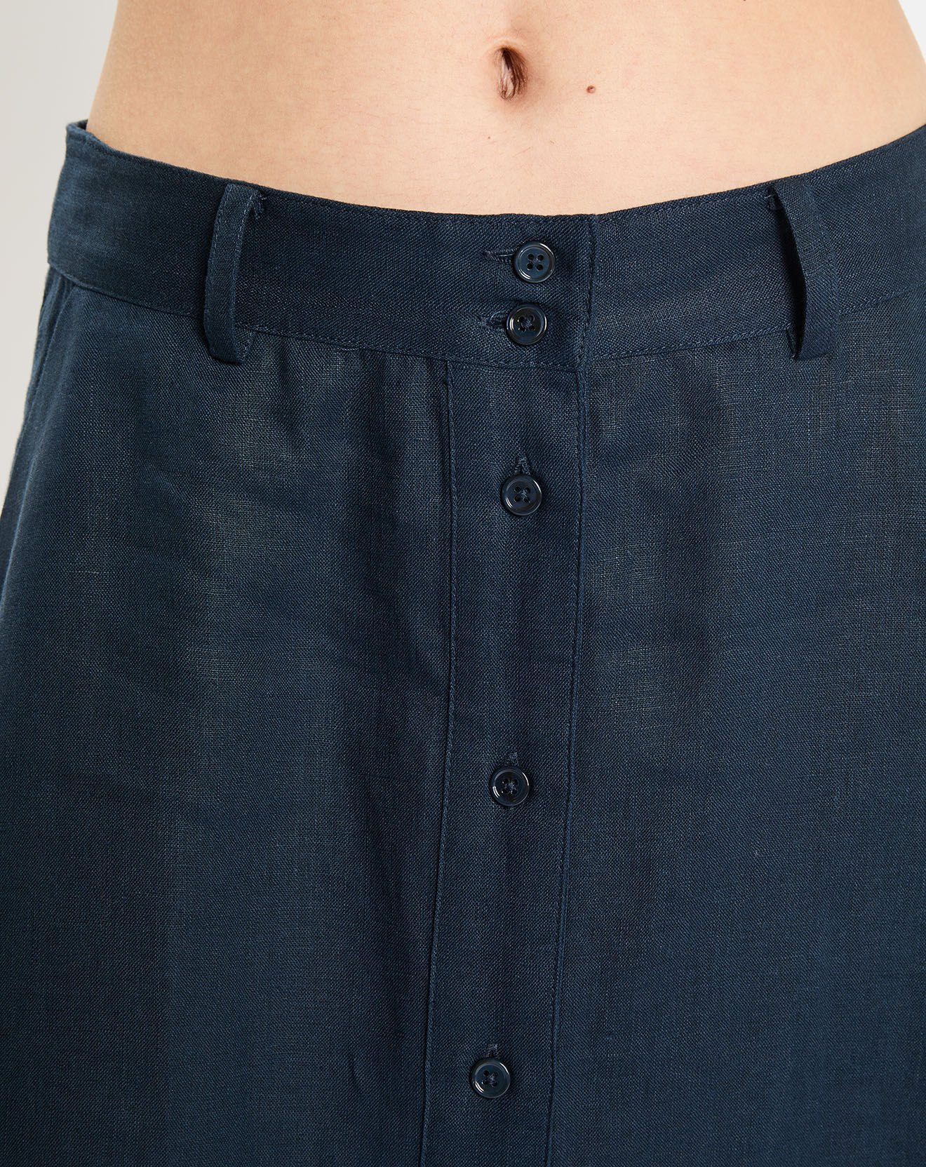 Jodhpur Jupe 100% Lin Rosy bleu marine