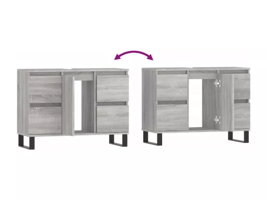 Armoire salle de bain sonoma gris 80x33x60 cm bois d'ingénierie