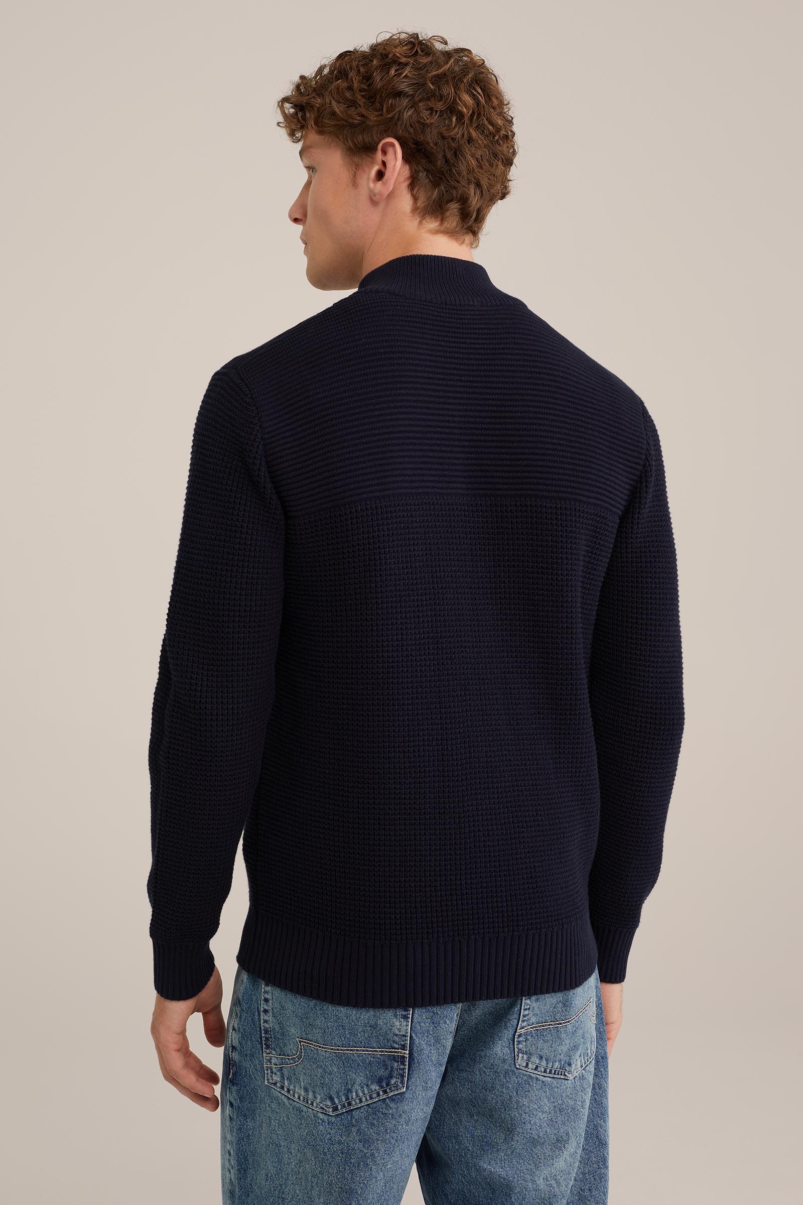 vest met structuur WE Fashion Donkerblauw