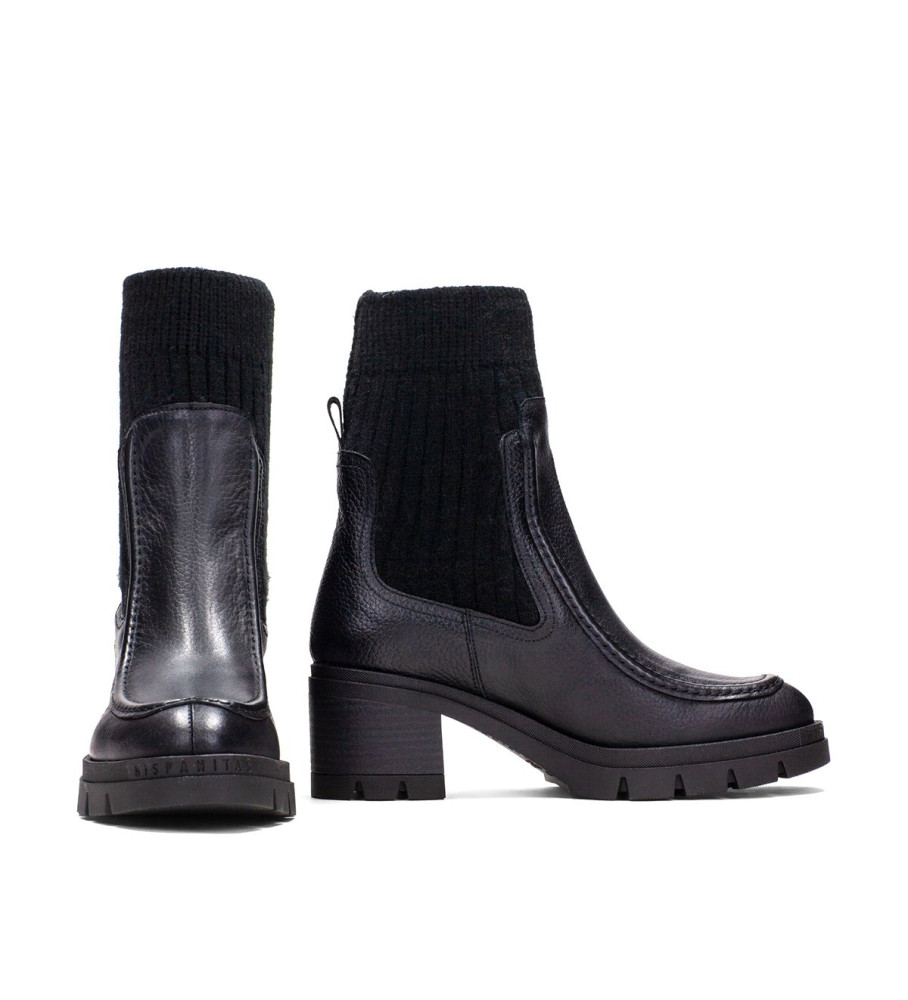 Botas de cano curto Hispanitas Ingrid em couro preto - Salto de 6 cm -
