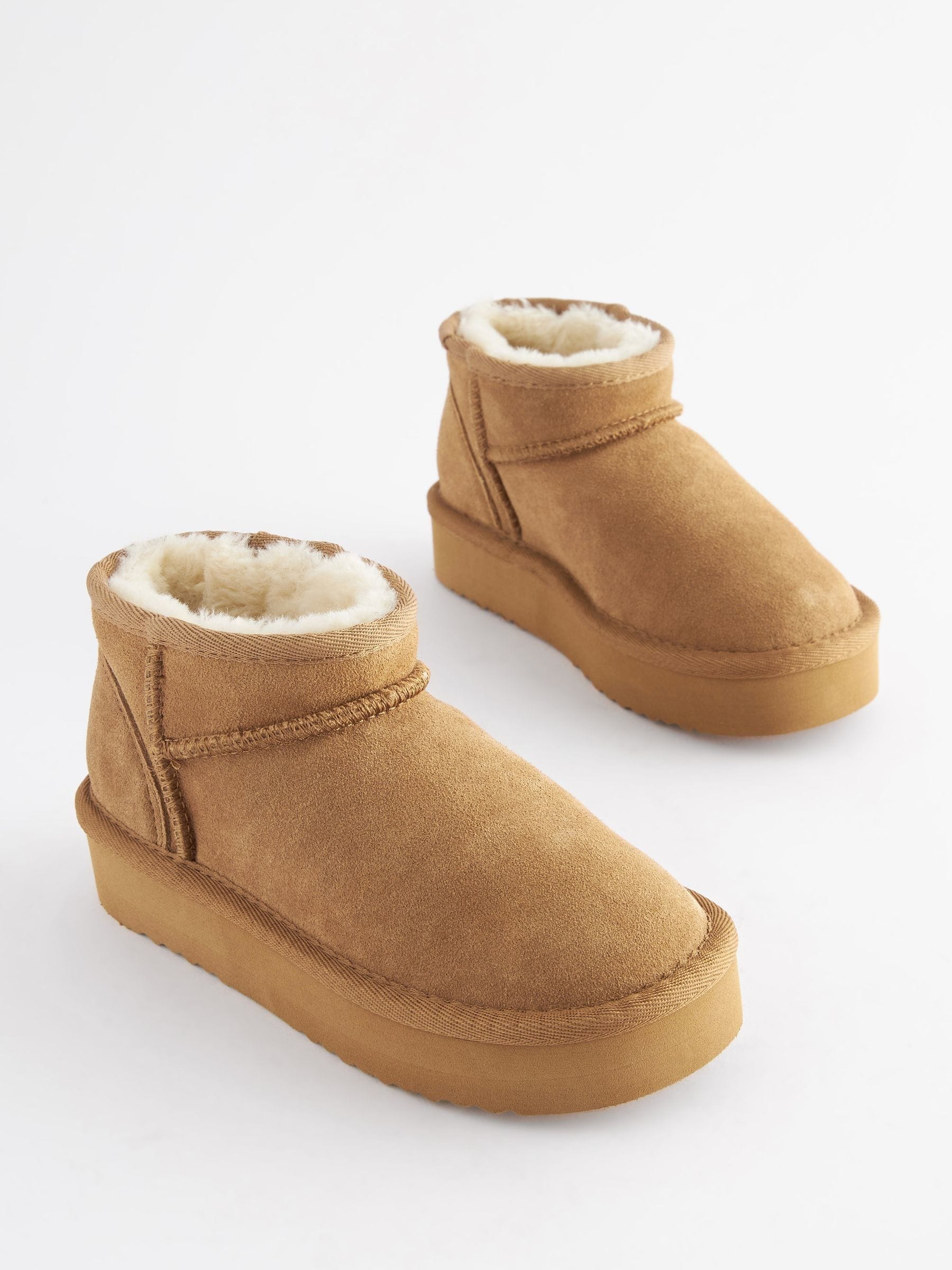 Lichtbruin - Lage schoenen mini warmgevoerde waterafstotende suède Boots
