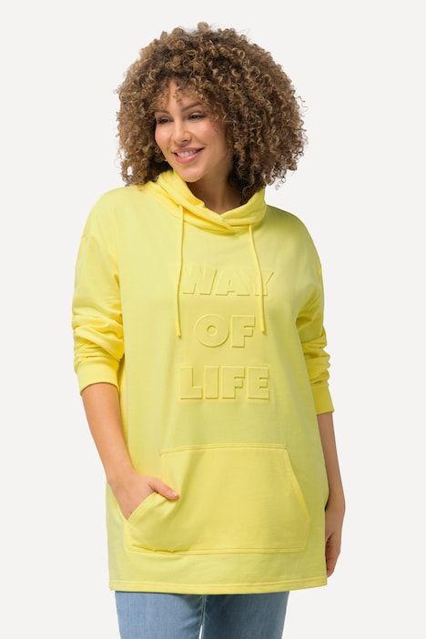 Sweatshirt, 3D-Prägung, Oversized, Stehkragen, Langarm
