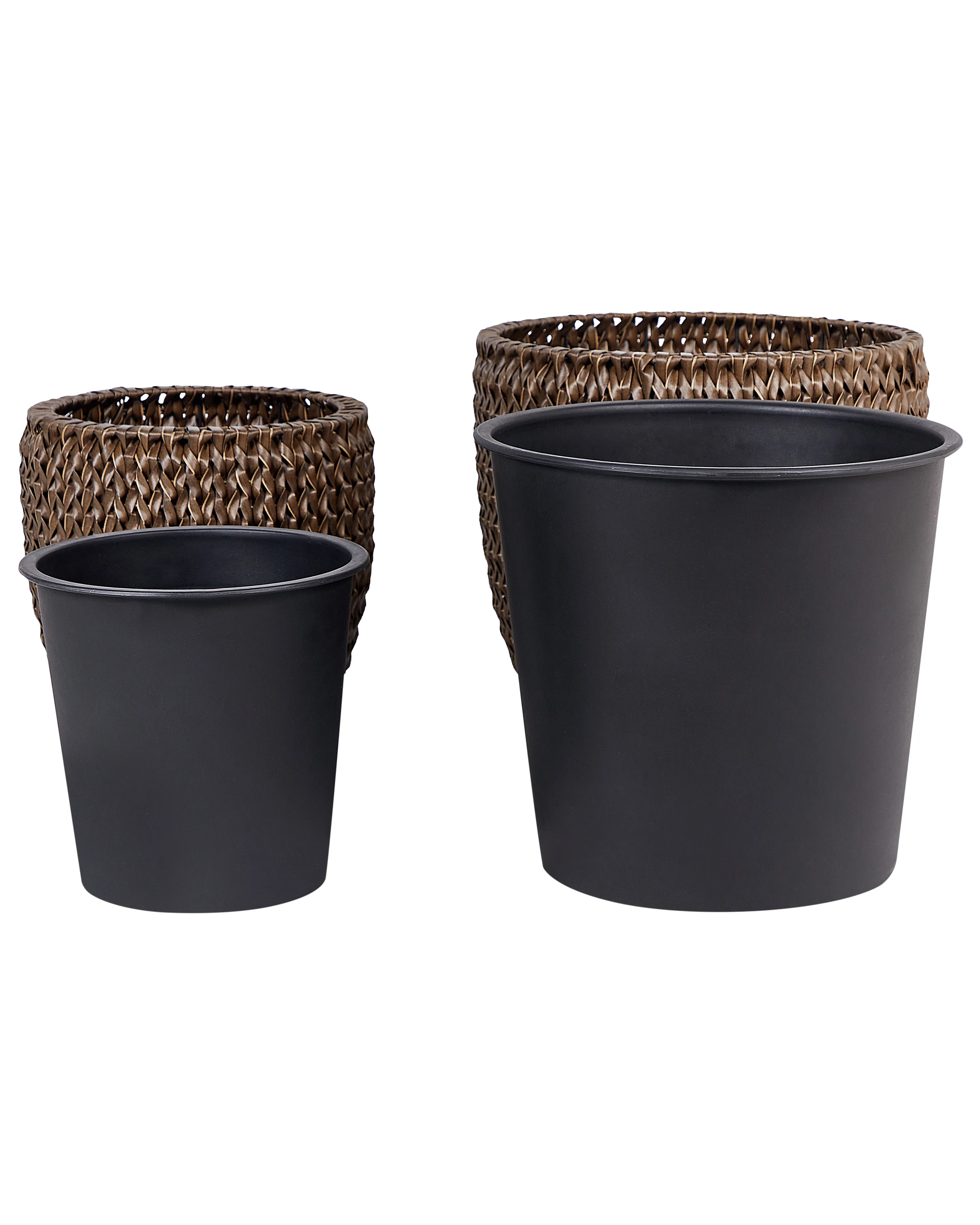 Set van 3 bloempotten BERBERIS PE rotan 34/45 cm Donkerbruin