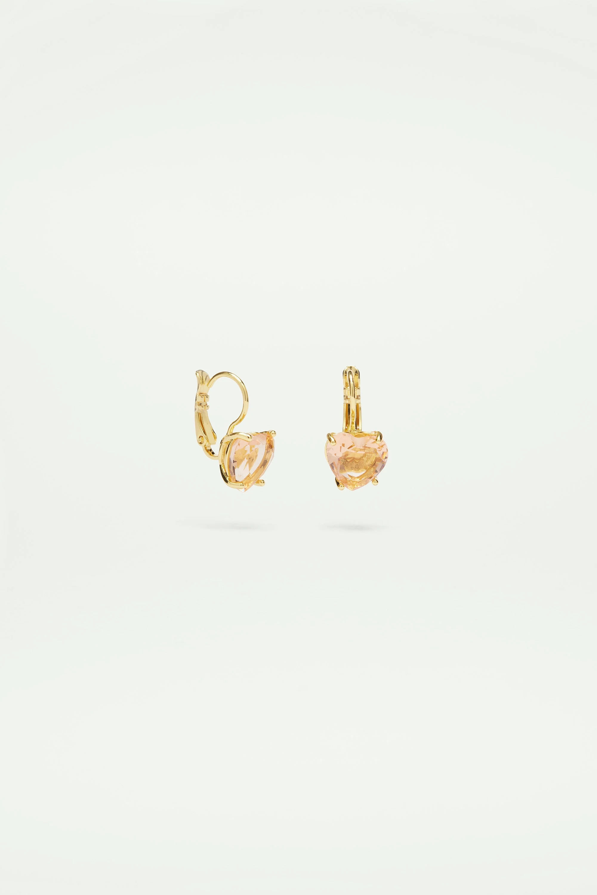 Boucles d'oreilles dormeuses pierre coeur la diamantineabricot | Rose