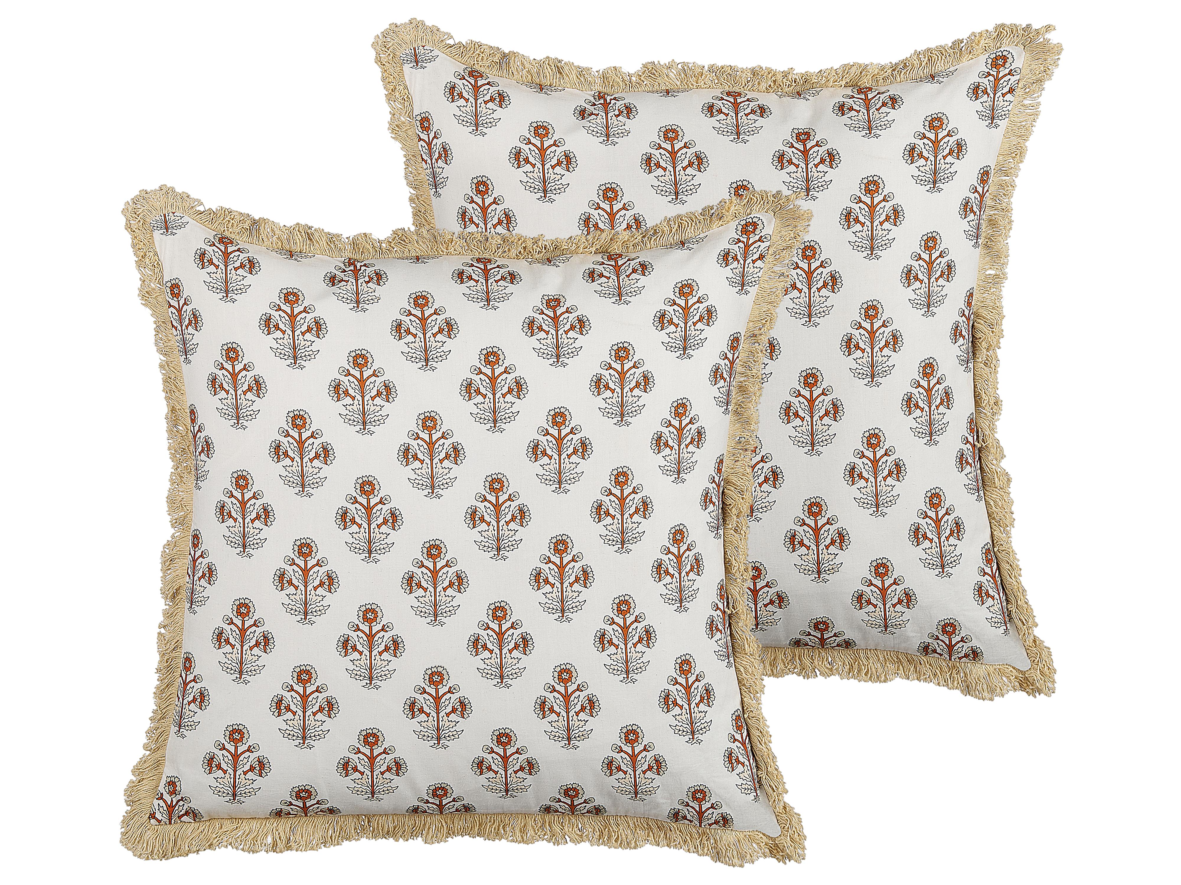 Set van 2 sierkussens OMORIKA Katoen 45 x 45 cm Wit bloempatroon