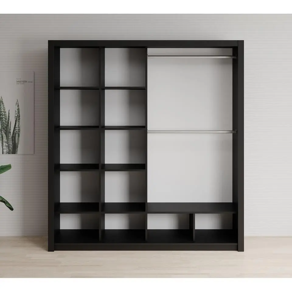 Meubella - Kledingkast Blake - Mat Zwart - 200 cm
