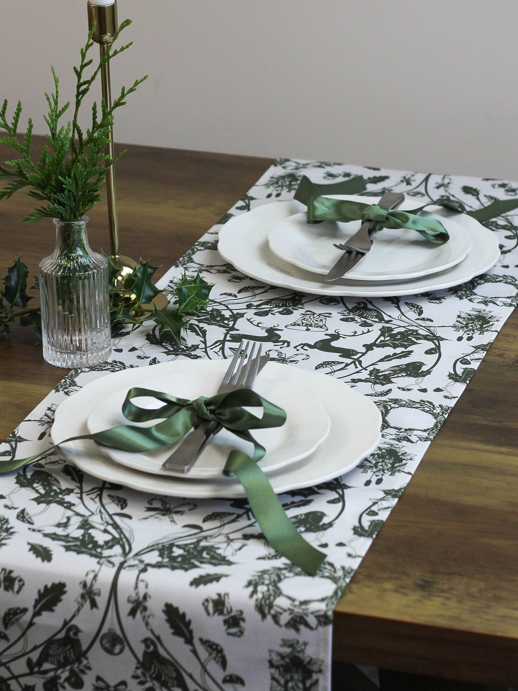 Avalon Home Stag 100% katoenen Kerstmis tafelloper