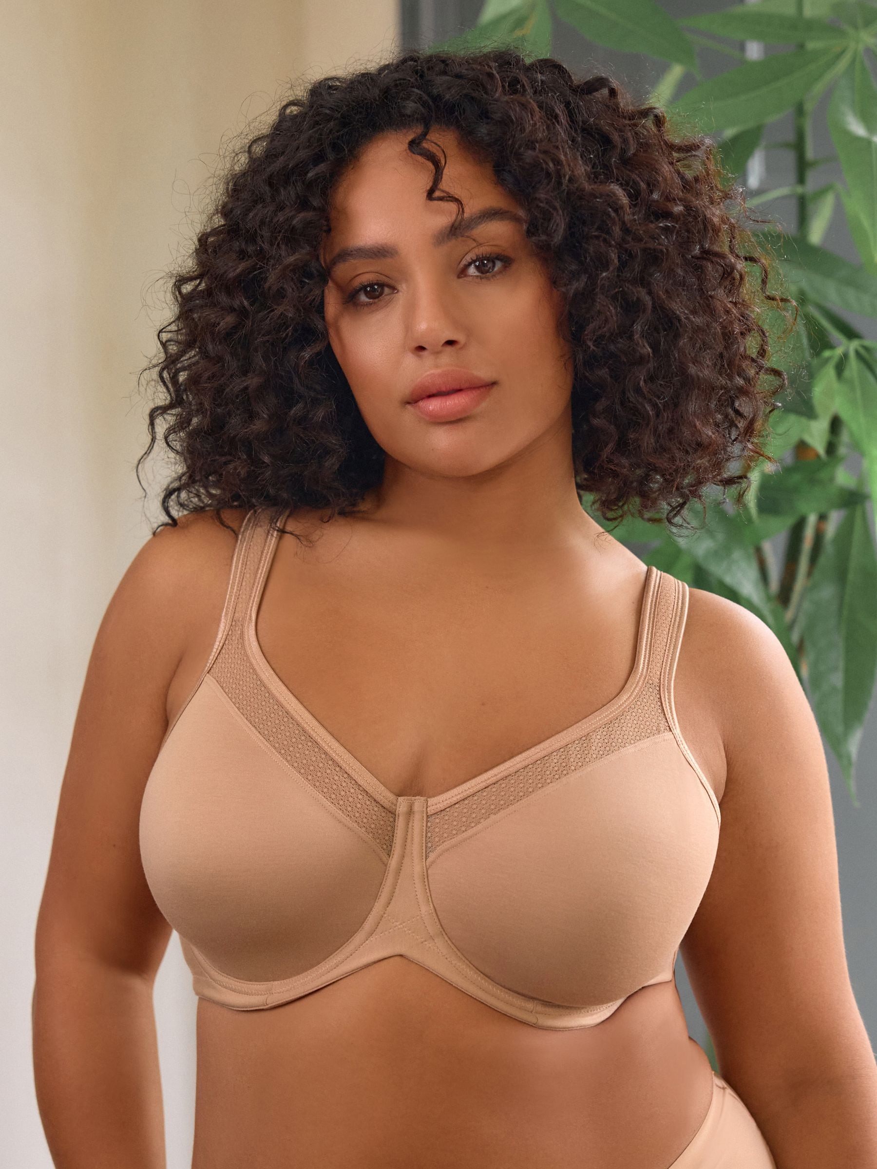 Praline nude - F-K katoenen minimiser beha met gewatteerde bandjes voor ultieme ondersteuning