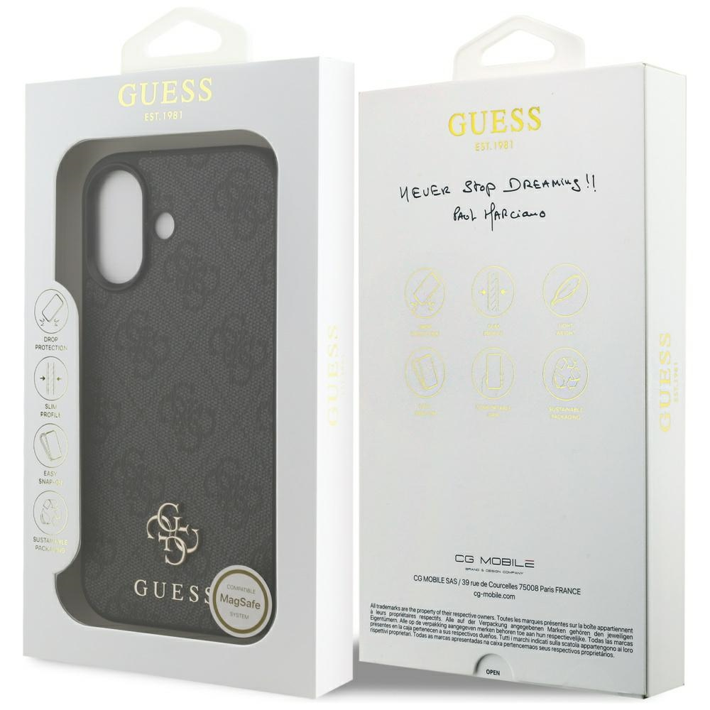 iPhone 17 MagSafe Leder Hardcase Hülle 4G Small Classic Logo (GUHMP17SP4SM4MK) - Schwarz