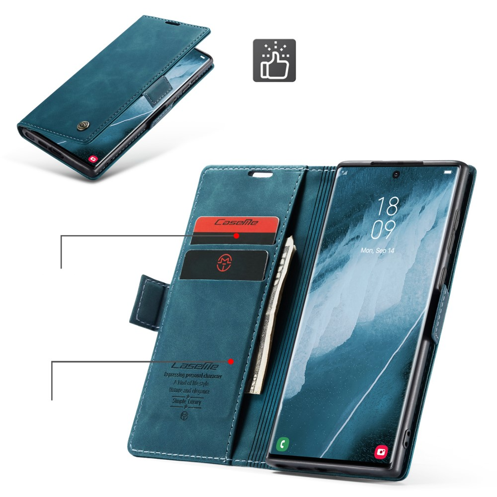 Samsung Galaxy S23 Ultra 5G Leder Tasche Flip Wallet Etui mit Kartenfächern - Blaugrün